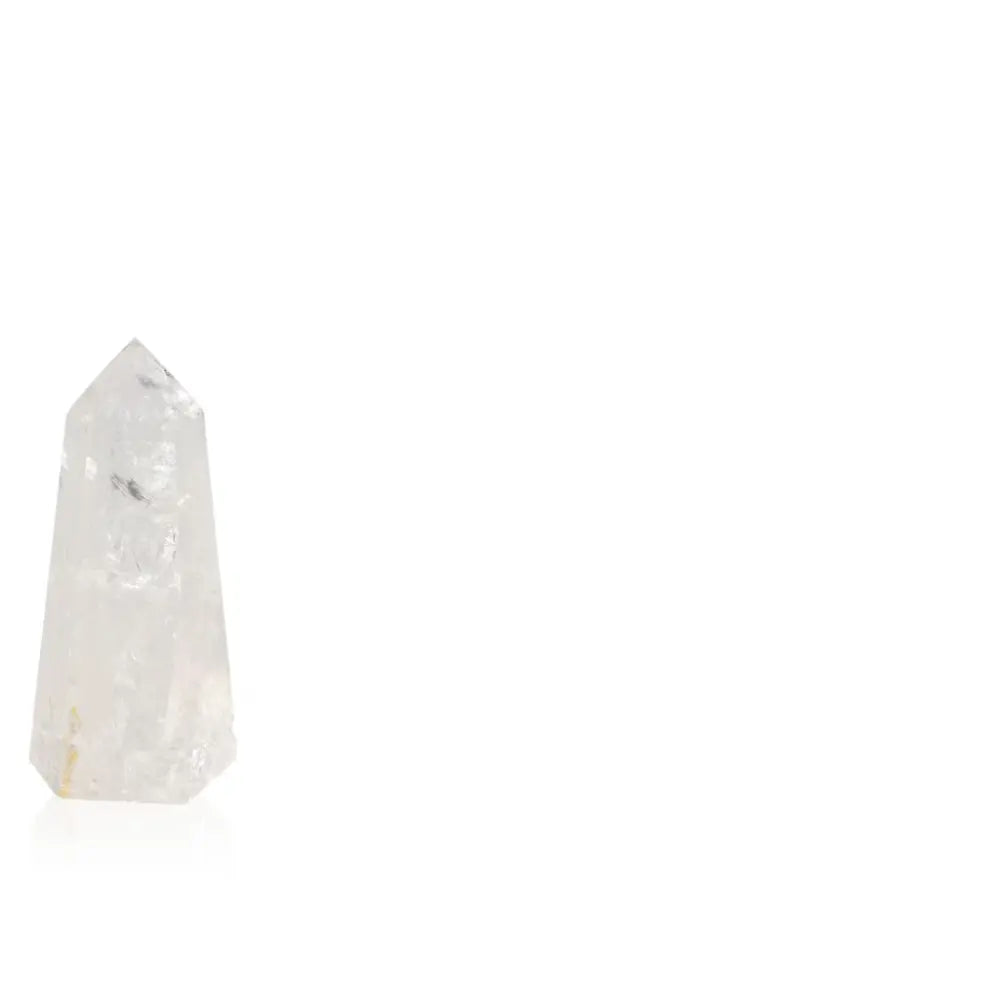 Lemurian Quartz Point crystal from Sylvia Crystals, showcasing ethereal clarity and luxury with spiritual enlightenment properties.