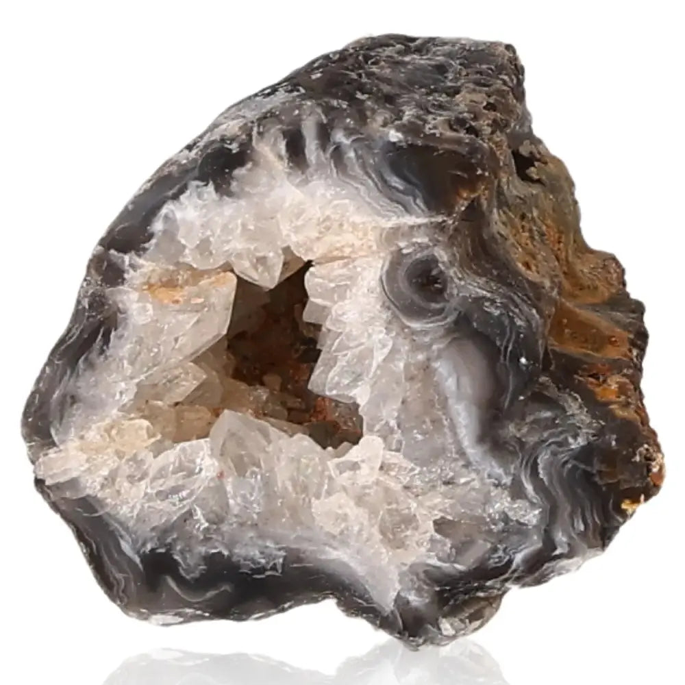 Mini Agate Geode with calming aura, unique patterns, and natural beauty, perfect for harmonizing energy and enhancing tranquility.