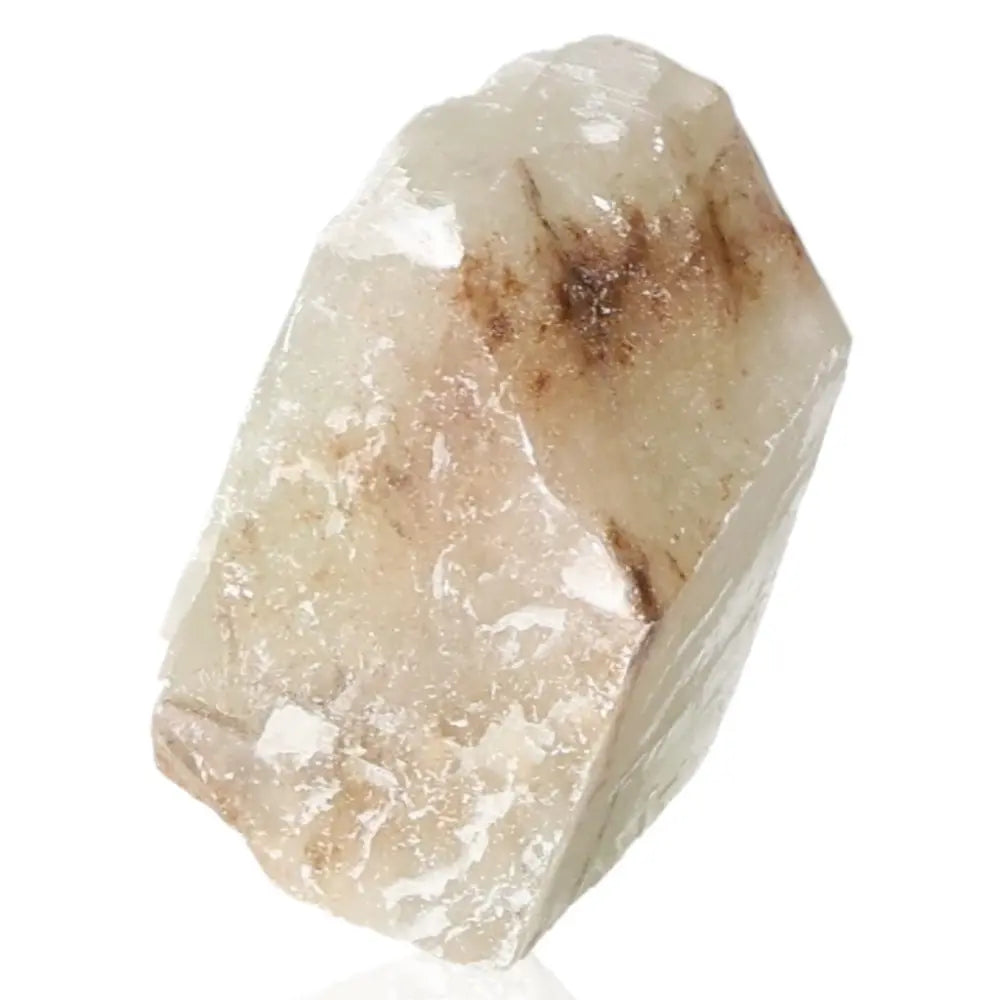 Green Calcite crystal, known for emotional healing and heart energy, displaying natural vibrant hues and a connection to renewal.