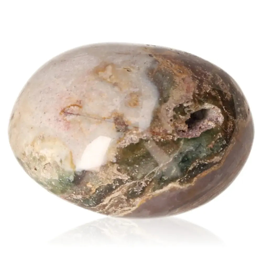 Polished Tumbled Sardonyx stone showcasing unique patterns and earthy colors, ideal for Root and Sacral Chakra balance and empowerment.