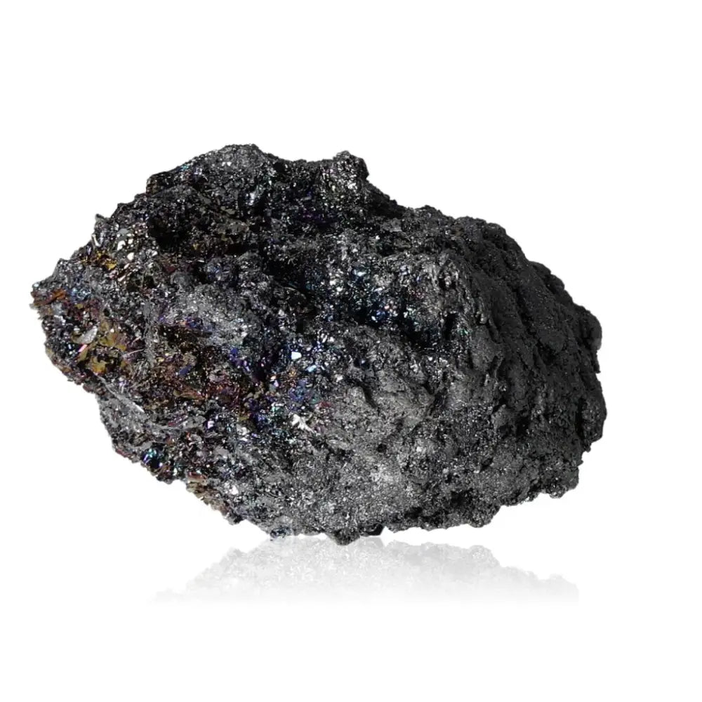 Carborundite crystal showcasing shimmering appearance, known for enhancing mental clarity and spiritual protection with silicon carbide.