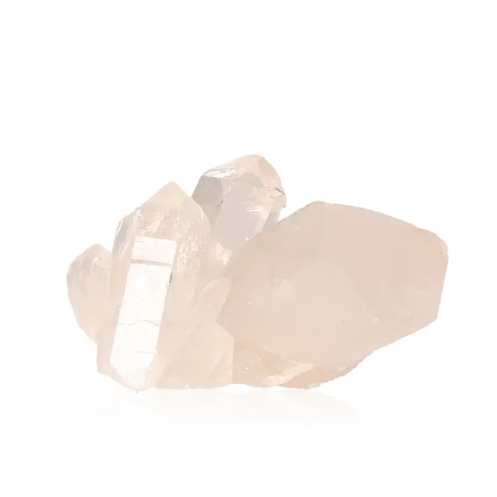 Rough Crystal Quartz Cluster showcasing natural structure and varied hues, promoting tranquility and balance in any space.