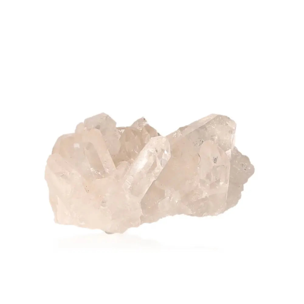 Rough Crystal Quartz Cluster displaying natural beauty and kaleidoscope of colors, perfect for decor and metaphysical use.