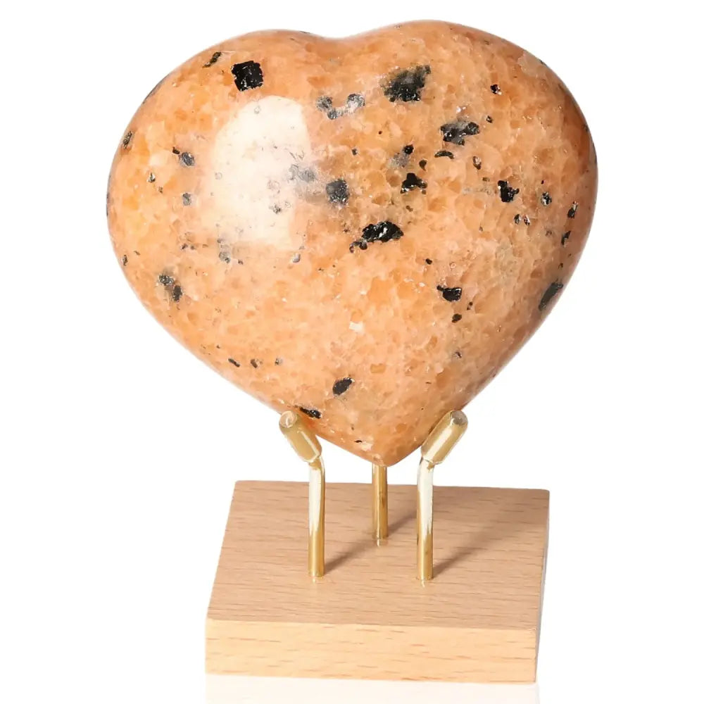 Peach Moonstone Heart: Emotional balance and intuition enhancing gemstone. Perfect for restful sleep and sensitivity boost. Stand not included.