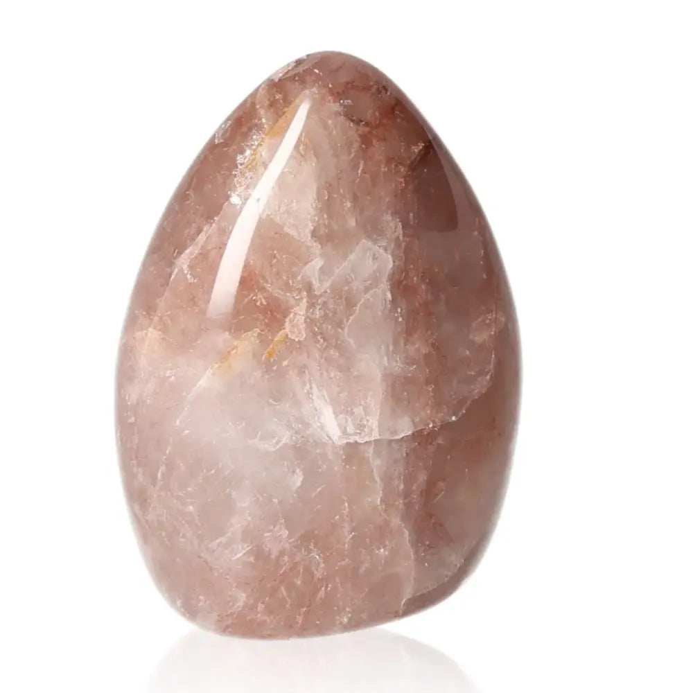 Polished Hematoid Free Form Quartz, enhancing spiritual balance with unique energetic properties for chakras and zodiac alignment.