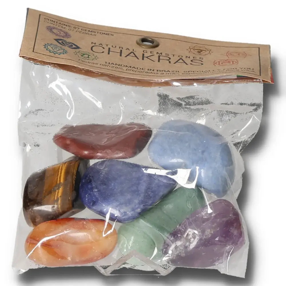 7 Chakra Stone Set in packaging for balance and harmony in meditation practice.