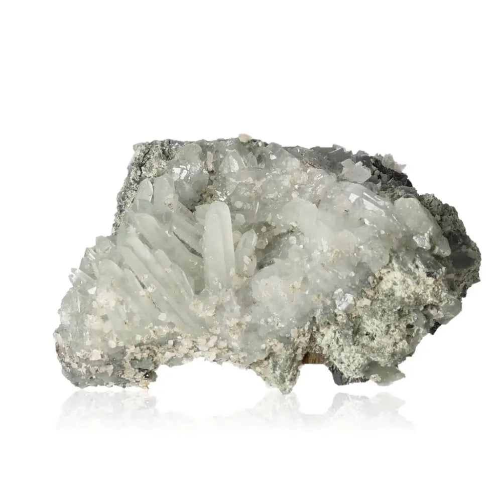 Quartz with Chlorite and Sphalerite crystal from Sylvia Crystals, showcasing natural elegance and artisan quality.