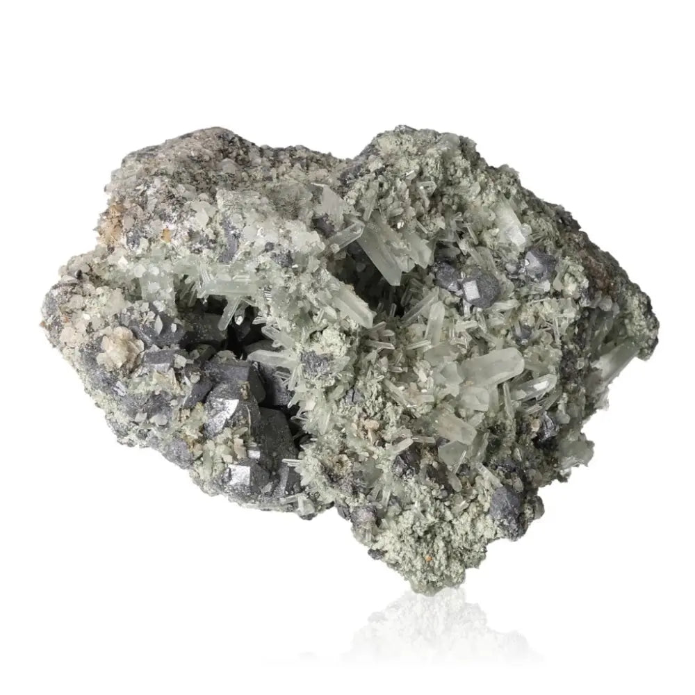 Quartz with Galena, Chalcopyrite, Pyrite, and Sphalerite from Sylvia Crystals, showcasing natural artistic beauty.