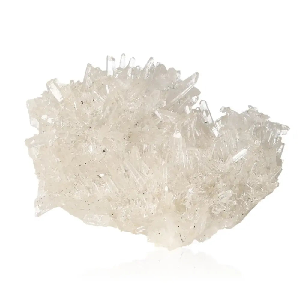 Natural clear quartz cluster showcasing intricate crystal formations, part of the Quartz Collection for spiritual harmony.