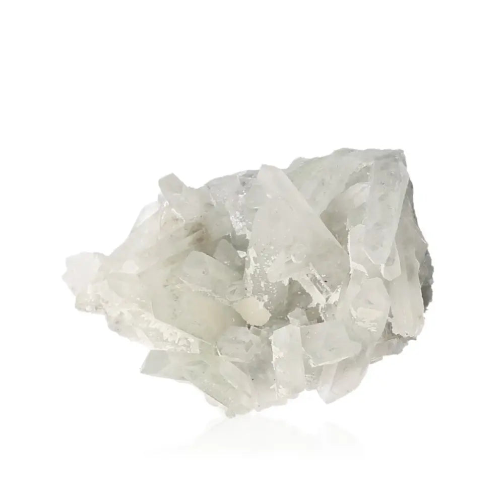 Raw white quartz crystal showcasing natural formation and clarity, ideal for chakra balancing and spiritual harmony.