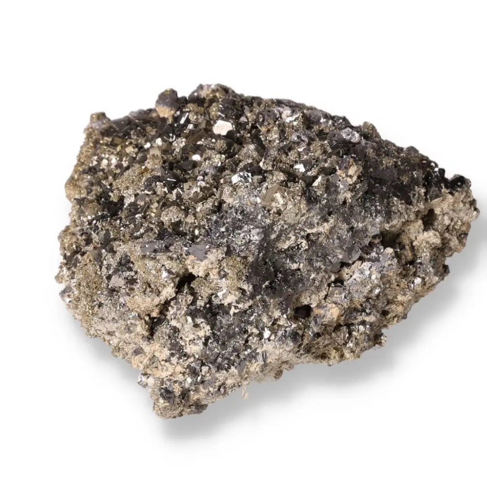 Galena with Pyrite gemstone, a catalyst for independence and personal growth, featuring shimmering crystal formations.