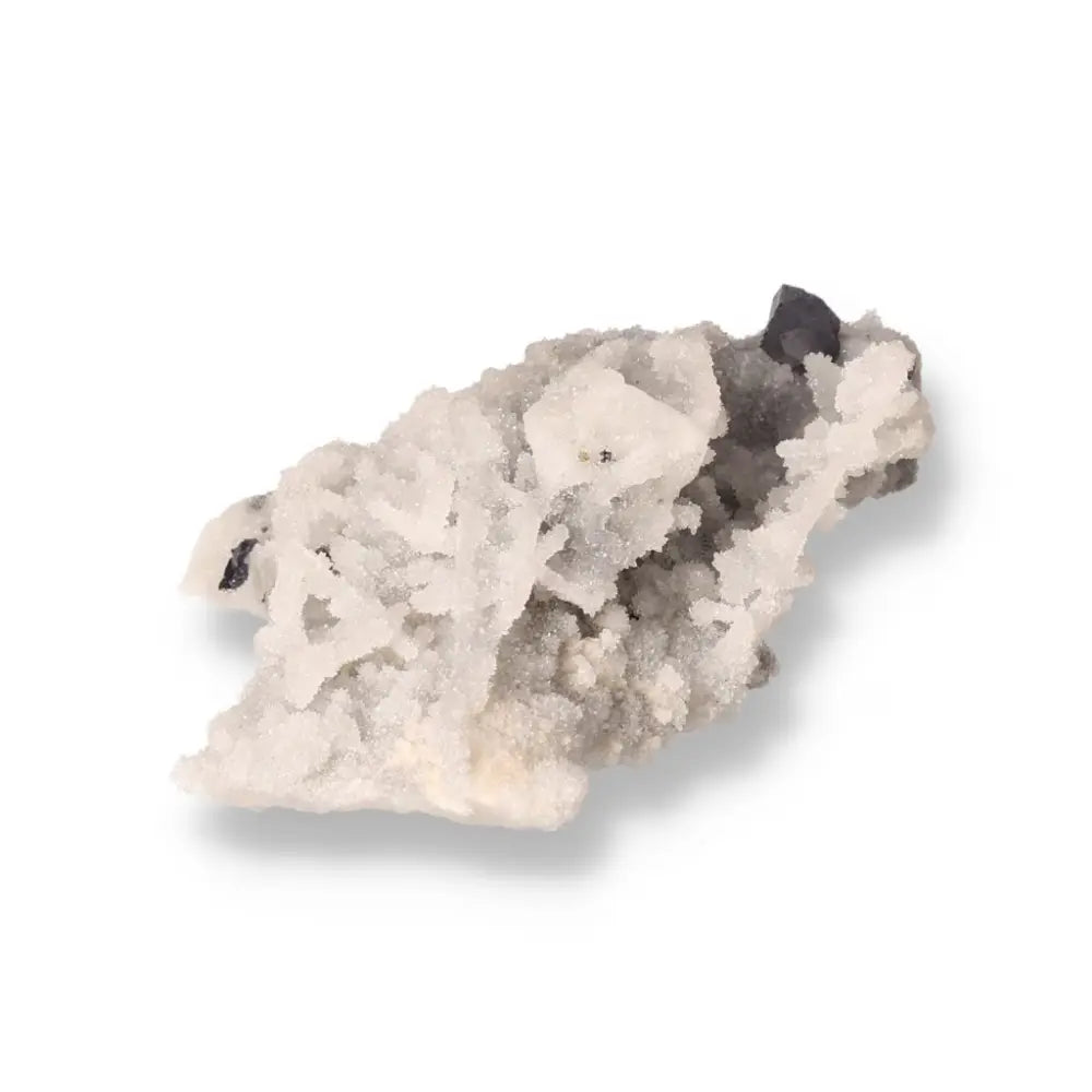 Quartz with Galena crystal, showcasing its shimmering transparency and metallic sheen, from Sylvia Crystals collection.