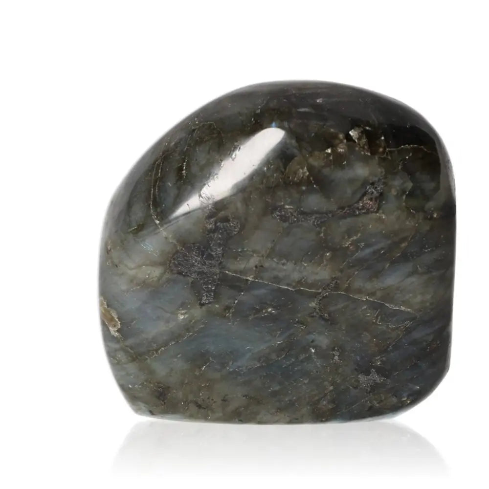 Labradorite polished cut base by Sylvia Crystals featuring natural colors and sleek design, enhancing elegance and energy.