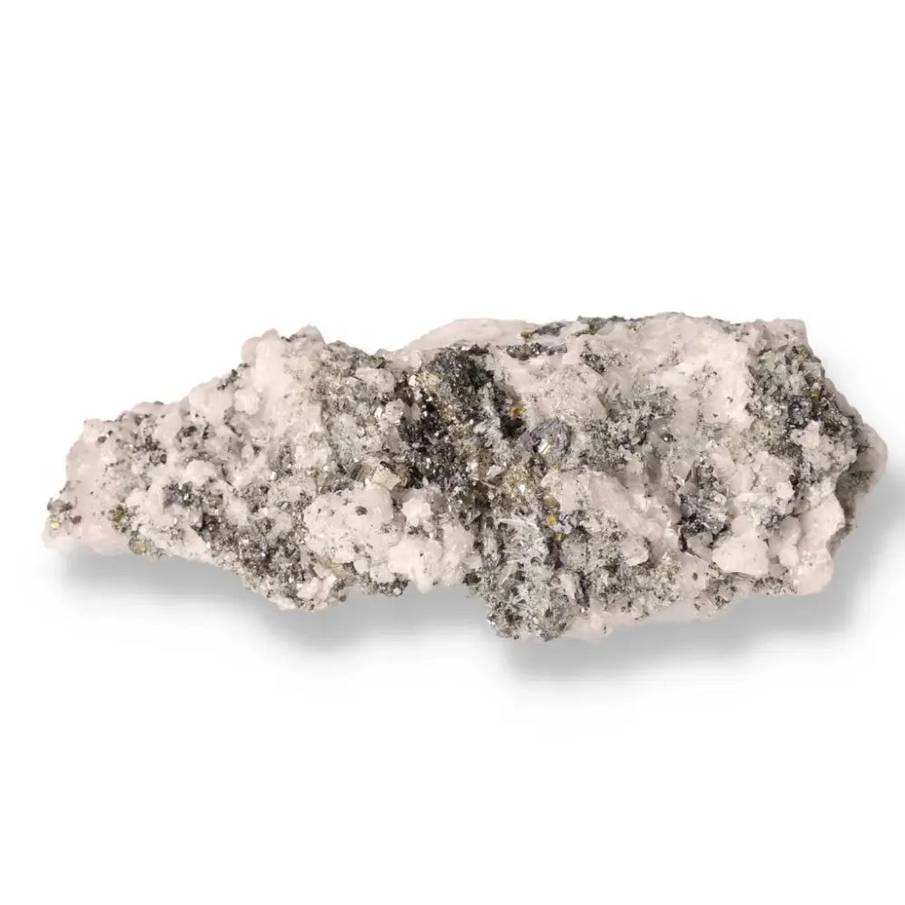 Galena with Calcite mineral display, showcasing metallic luster and natural beauty, ideal for home decoration and spiritual ambiance.