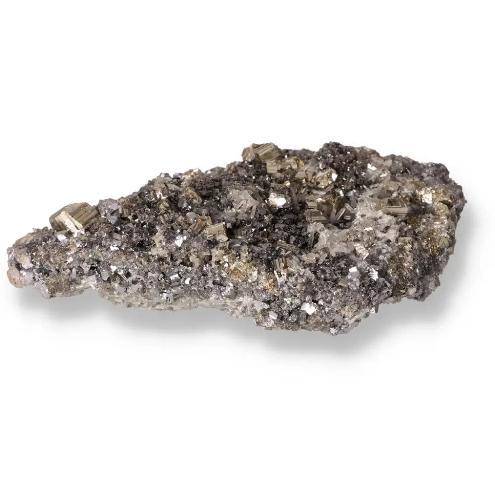Galena with Pyrite mineral stone for spiritual and esoteric practices; protective properties for grounding and transformation.
