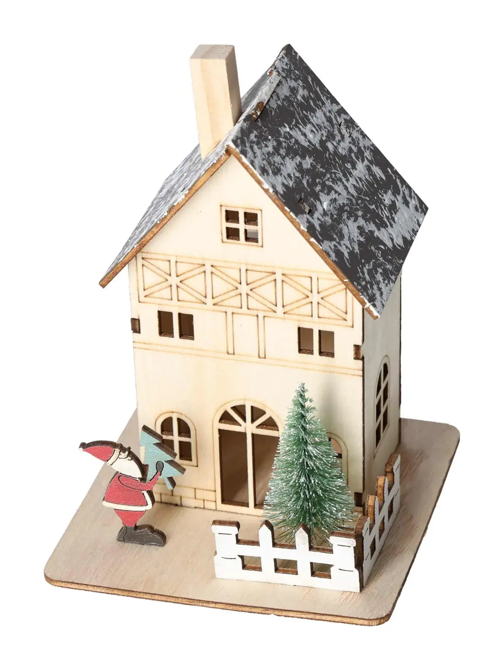 Table Deco House LED 3, luxury decorative piece with Santa, Christmas tree, part of Sylvia Crystals collection, symbolizes elegance.