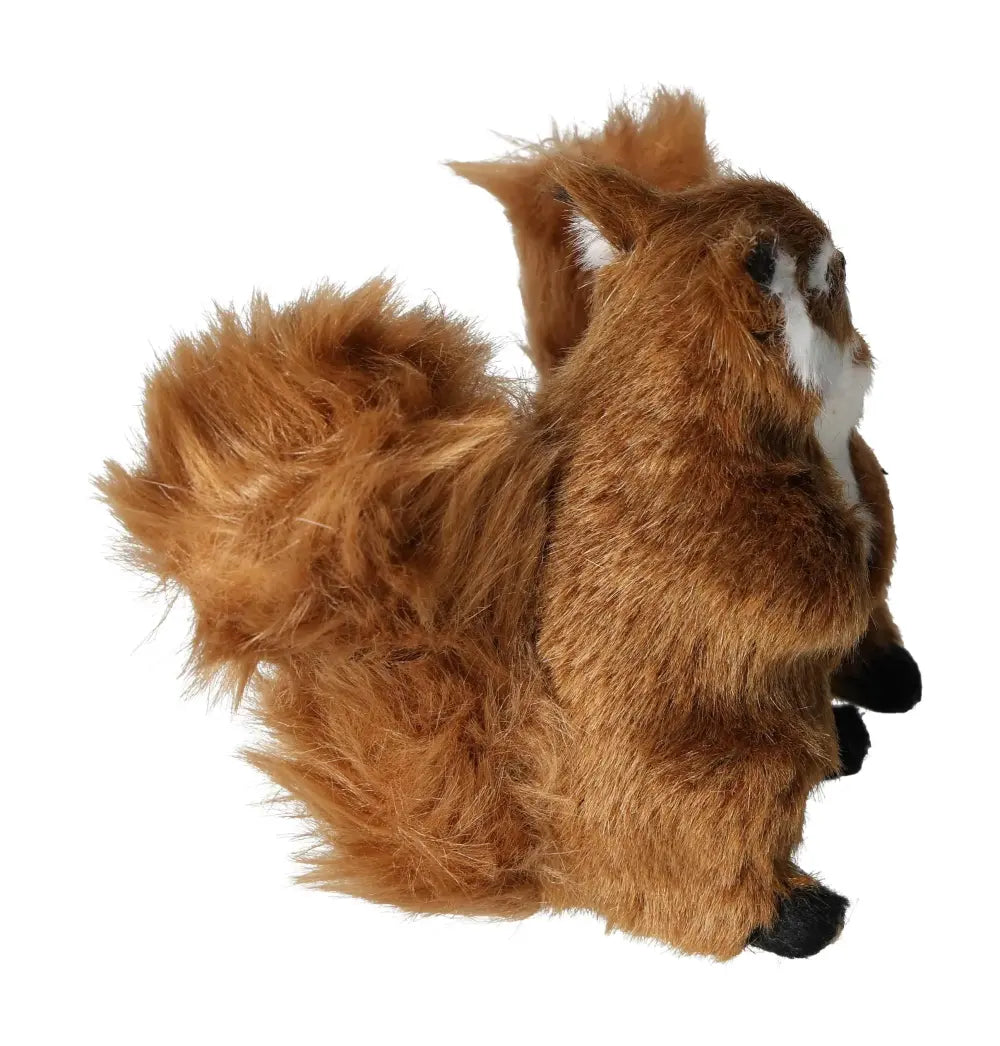 Plush red squirrel home decor piece, 13 cm, featuring detailed fur and lifelike design for stylish interior decoration.