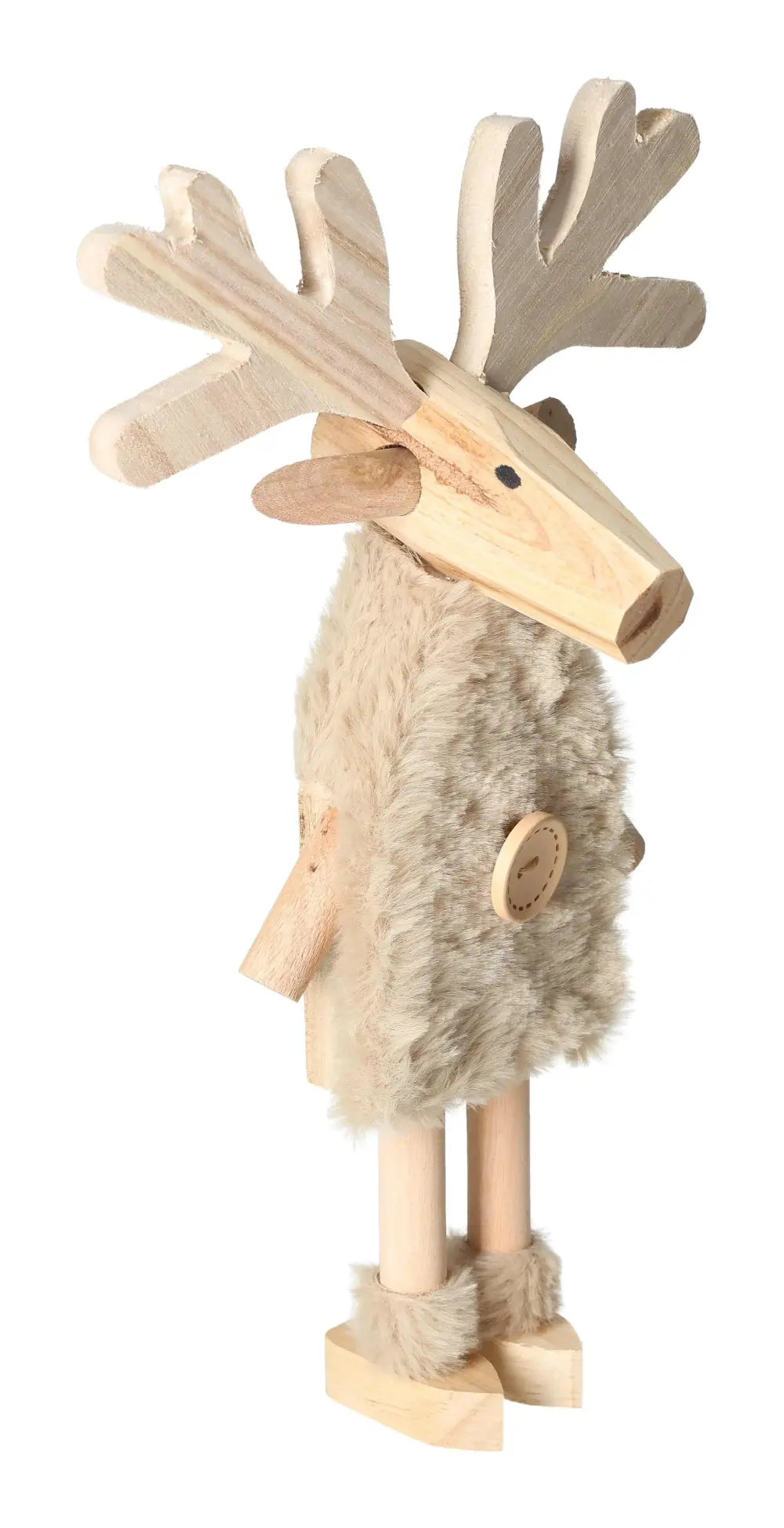 Deco Deer Wood 31 cm by Sylvia Crystals, a luxurious decor piece with plush texture and intricate wood craftsmanship, embodying elegance.
