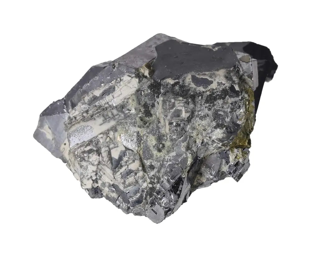 Chalcopyrite with Galena, Sphalerite, and Quartz from Sylvia Crystals; a premium stone with unique energetic properties.