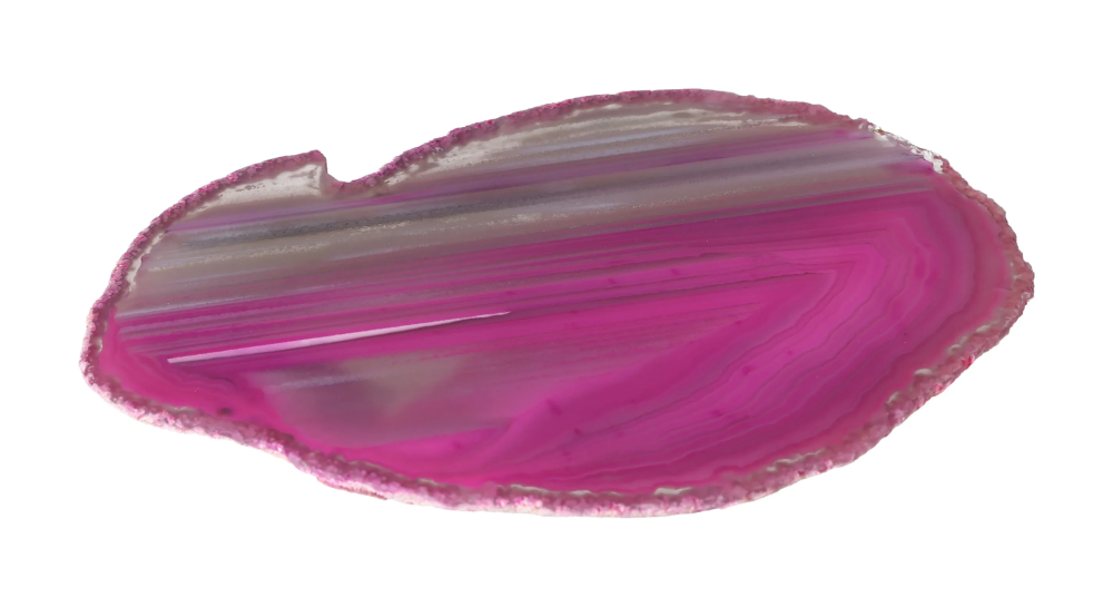Pink polished agate slice 635127 with natural patterns and smooth finish
