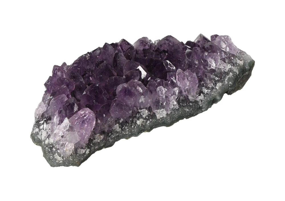 Amethyst Rough Druze 636001 crystal cluster showcasing vibrant purple hues, known to reduce stress and enhance concentration and emotional stability.