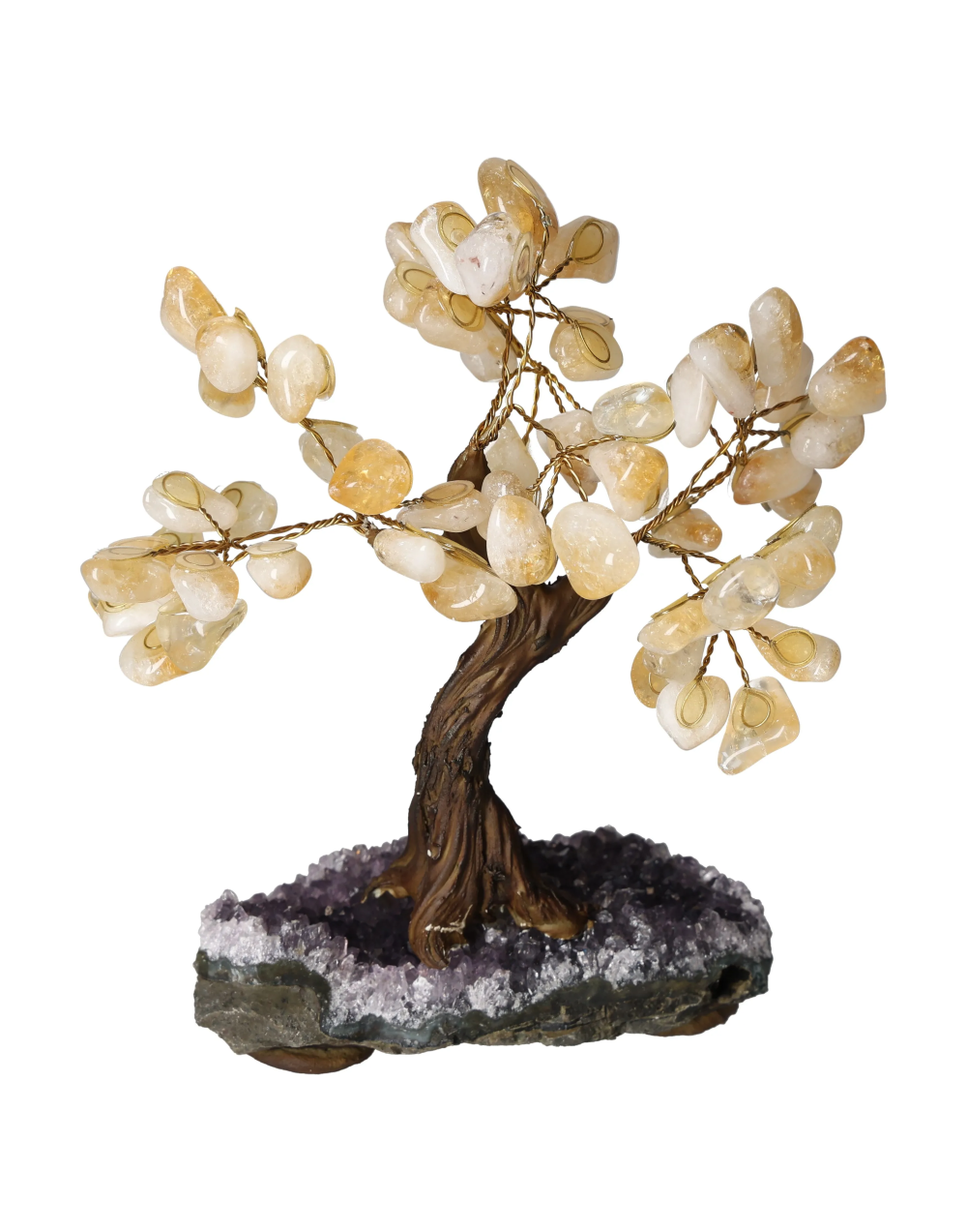 Citrine Tree 18 cm 636100 on amethyst base, symbolizing abundance and inspiration with citrine stones for positive energy and success.