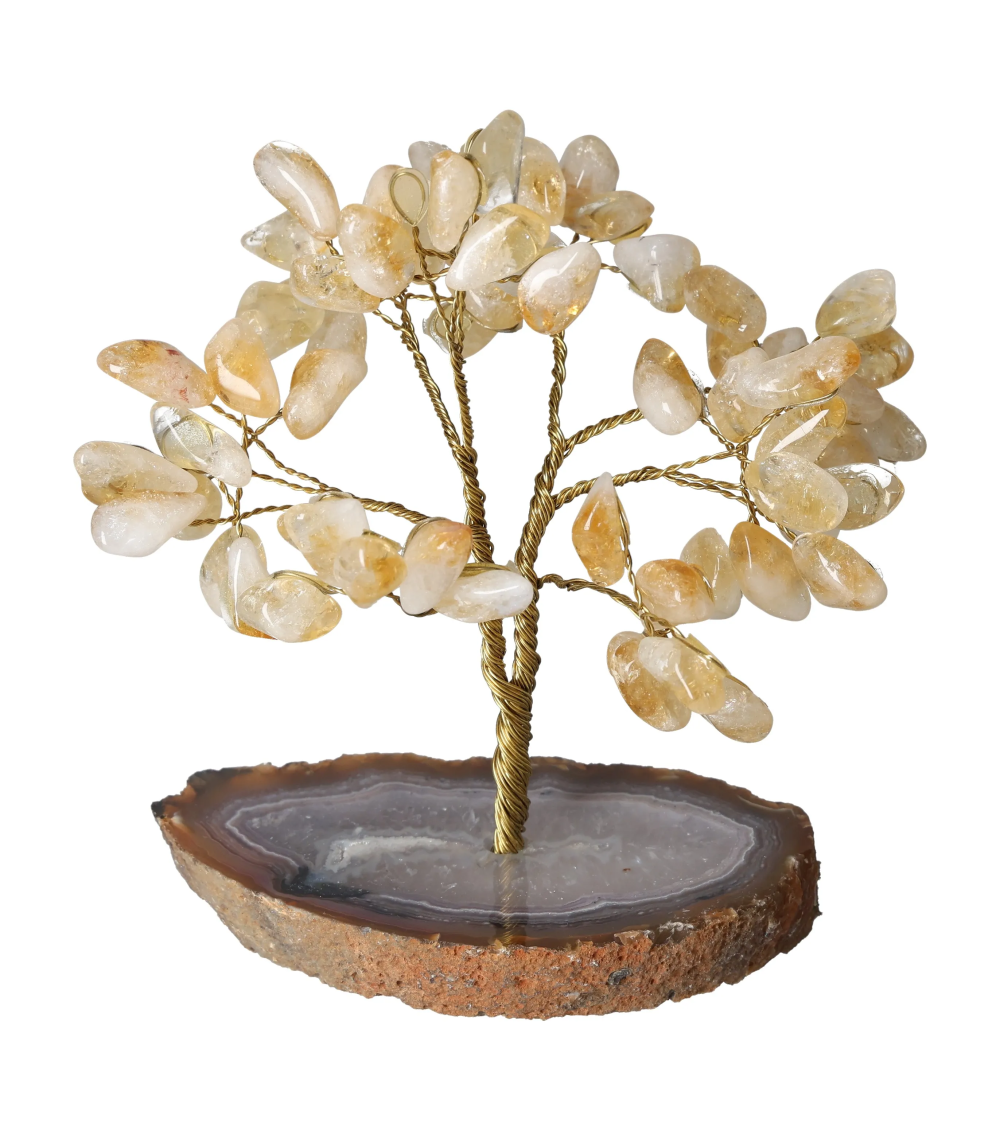 Citrine Tree Wire Agate Base 15 cm 636117 inspiring gemstone sculpture for wealth and abundance