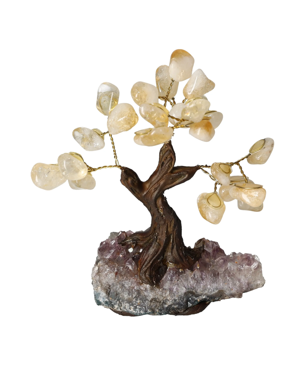 Citrine Tree 13 cm 636124 on a crystal base, symbolizing inspiration and abundance with citrine stones, enhancing positivity and energy.