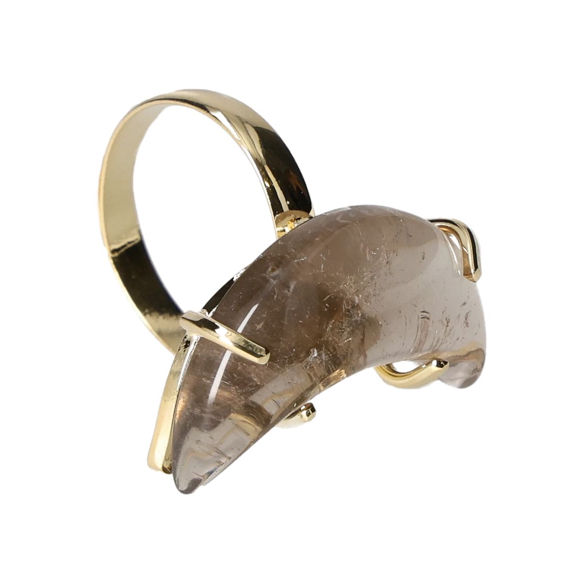 Smoky Quartz Moon Ring Gold