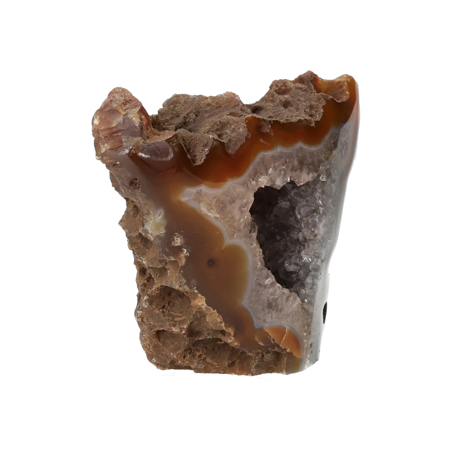 Semi polished Chalcedony with Quartz 10000405