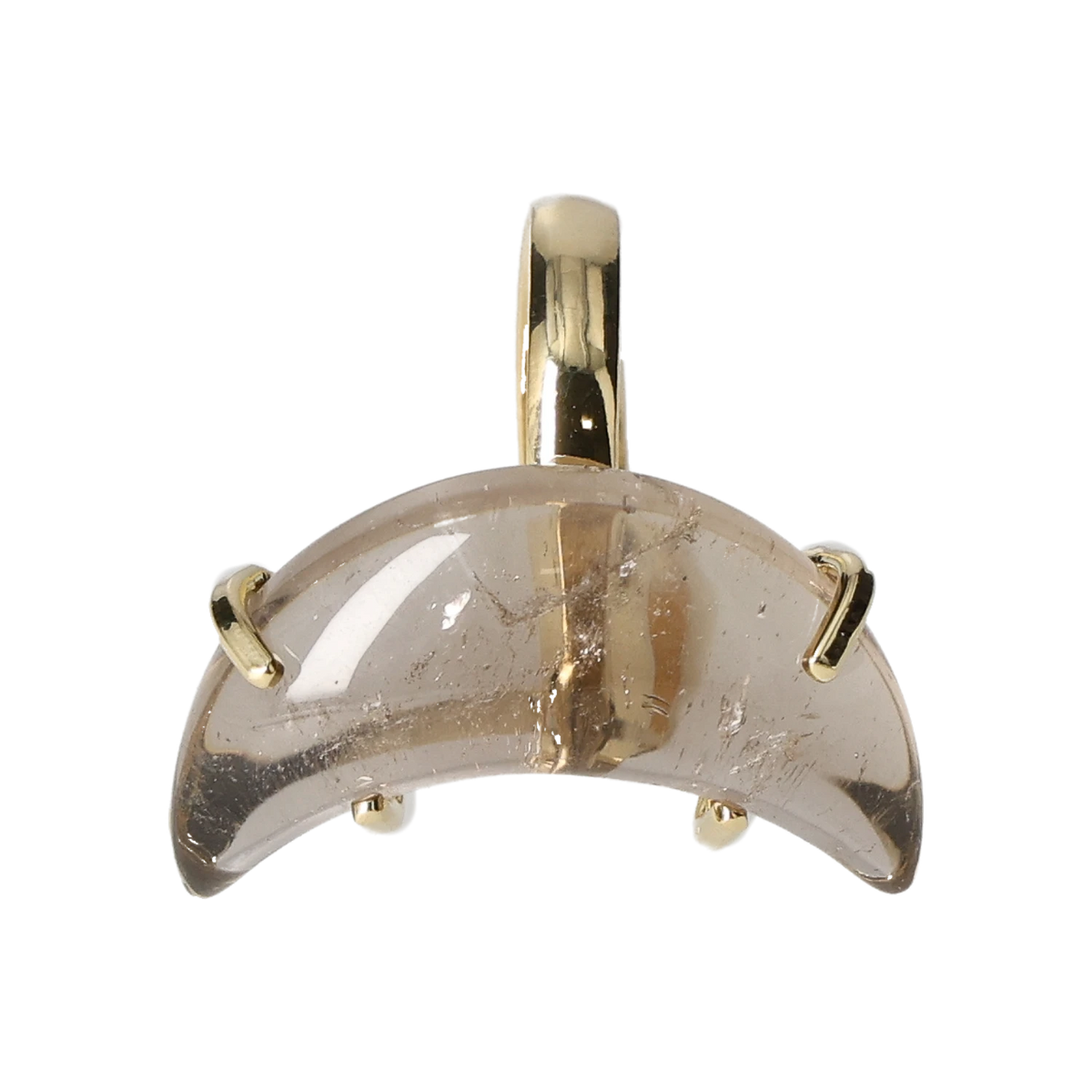Smoky Quartz Moon Ring Gold