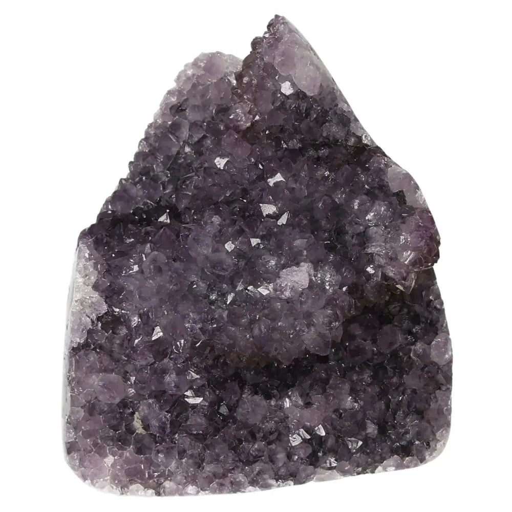 Amethyst Cut Base Geode with deep purple crystals handpicked by Sylvia Crystals for visual and spiritual allure.