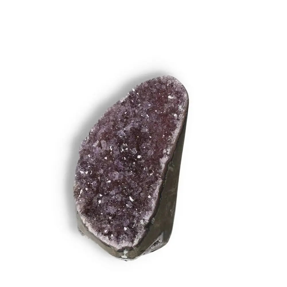 Amethyst Cut Base Geode from Sylvia Crystals, known for stress-relief and positive energy, handpicked for beauty and spiritual resonance.