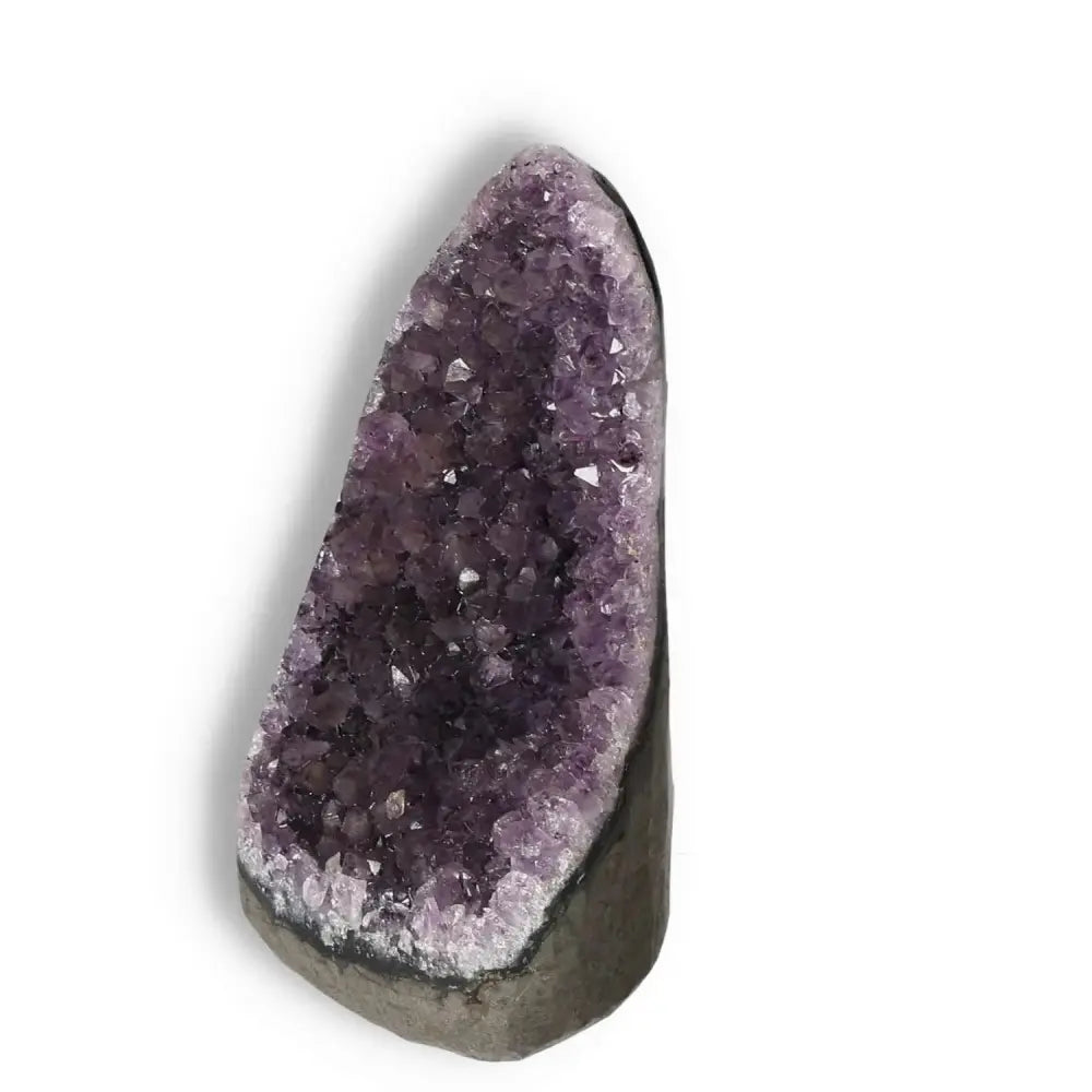 Amethyst Cut Base Geode by Sylvia Crystals, premium handpicked creation promoting stress relief and spiritual energy.