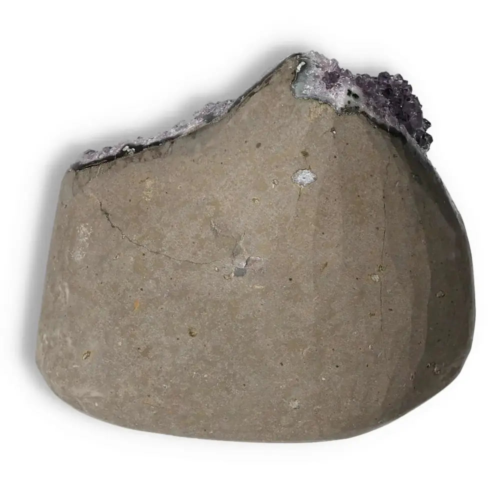 Amethyst Cut Base Geode from Sylvia Crystals with a natural stone finish, ideal for stress relief and enhancing energy flow.