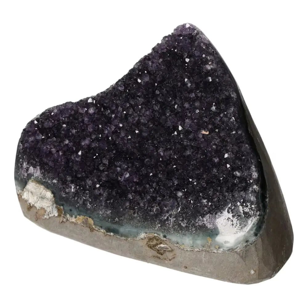 Exquisite Amethyst Cut Base Geode from Sylvia Crystals, showcasing fine purple crystals for luxury and spiritual enhancement.