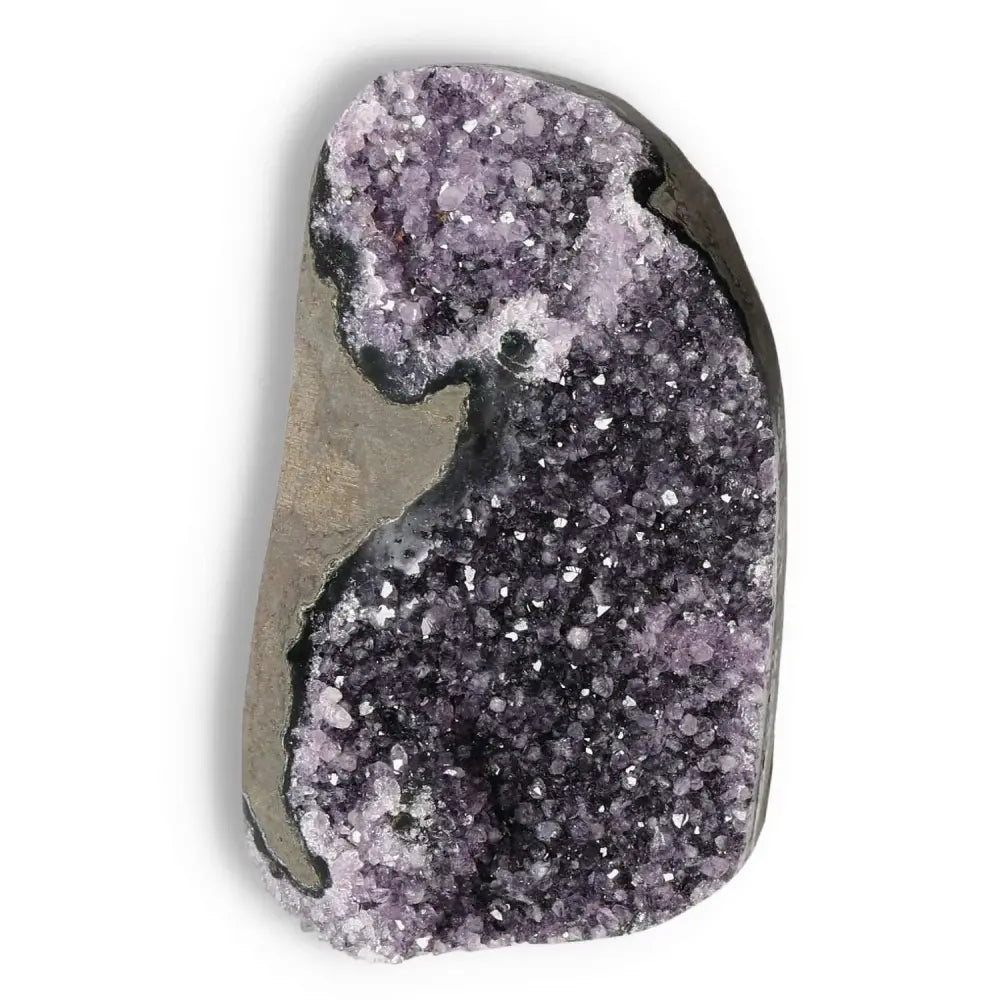 Premium Amethyst Cut Base Geode from Sylvia Crystals, showcasing vibrant purple crystals with natural cut base for energy and wellness.