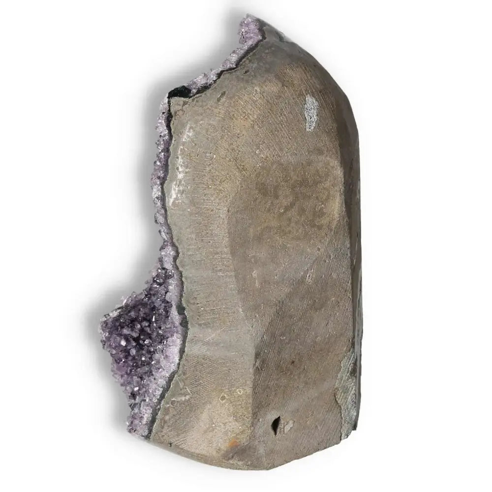 Amethyst Cut Base Geode from Sylvia Crystals showcasing its captivating purple crystals and unique base design.