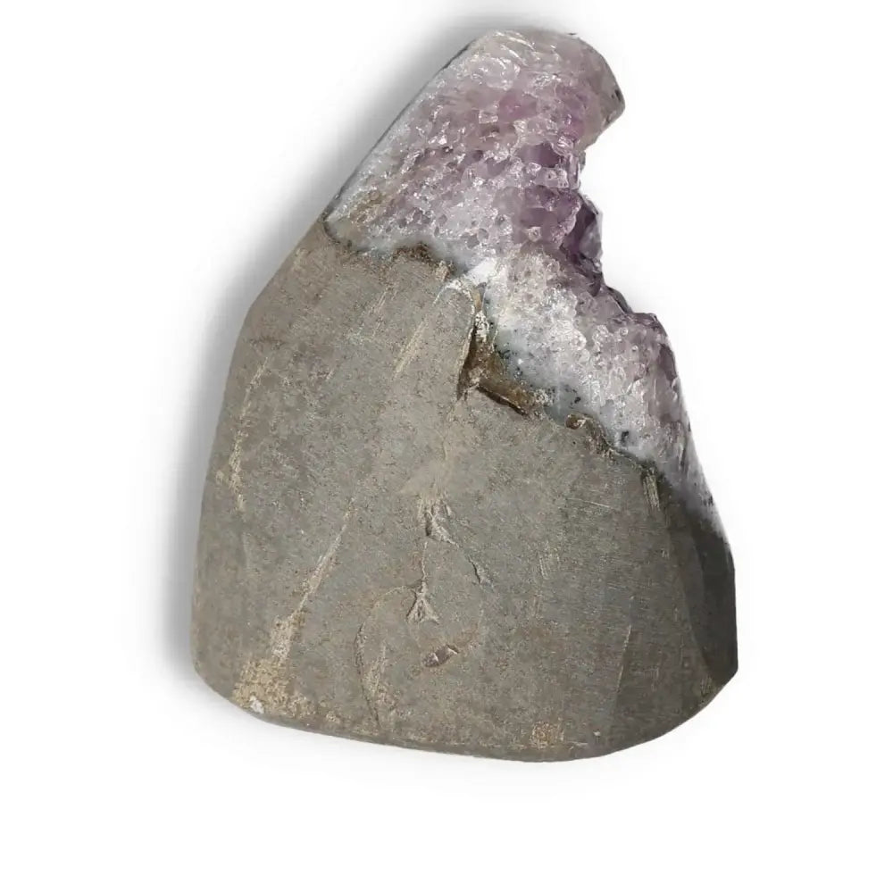 Amethyst Cut Base Geode showcasing its vibrant purple hues and natural elegance, enhancing concentration and emotional stability.