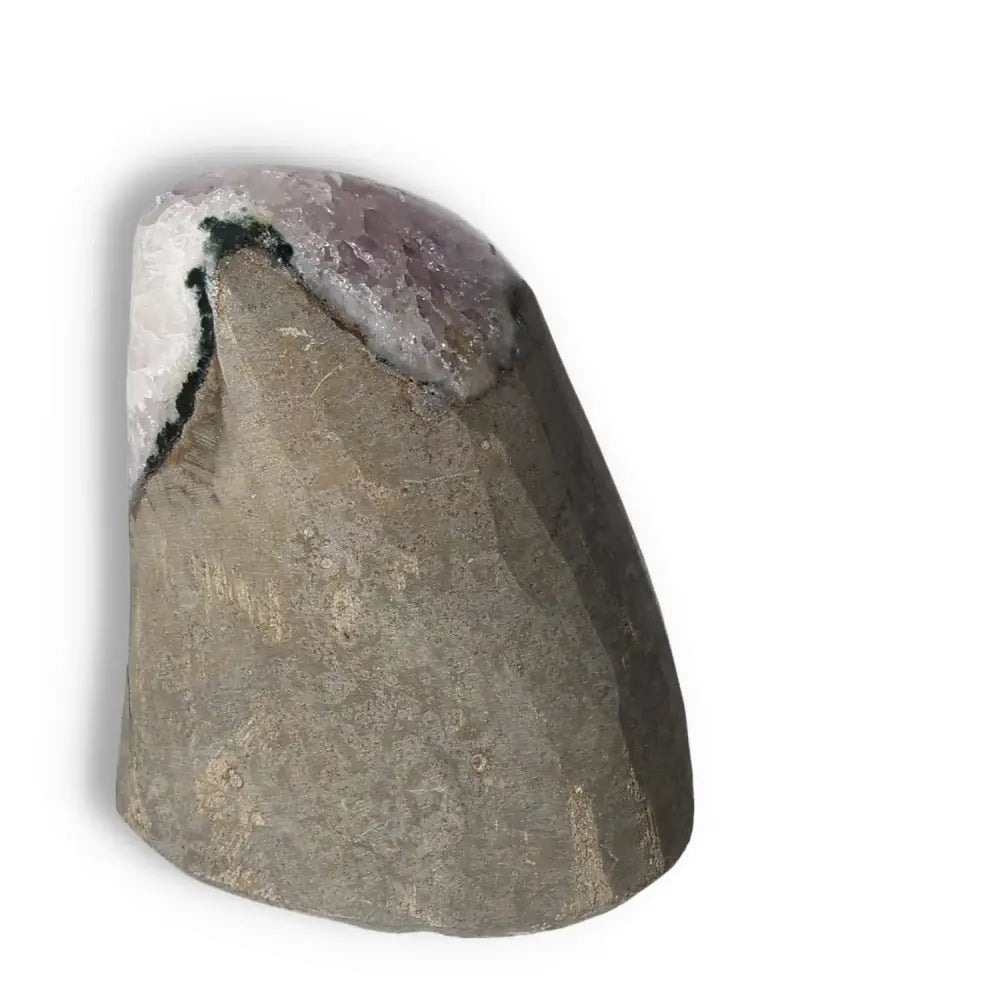 Amethyst Cut Base Geode with vibrant purple hues from Sylvia Crystals, enhancing concentration and emotional stability.