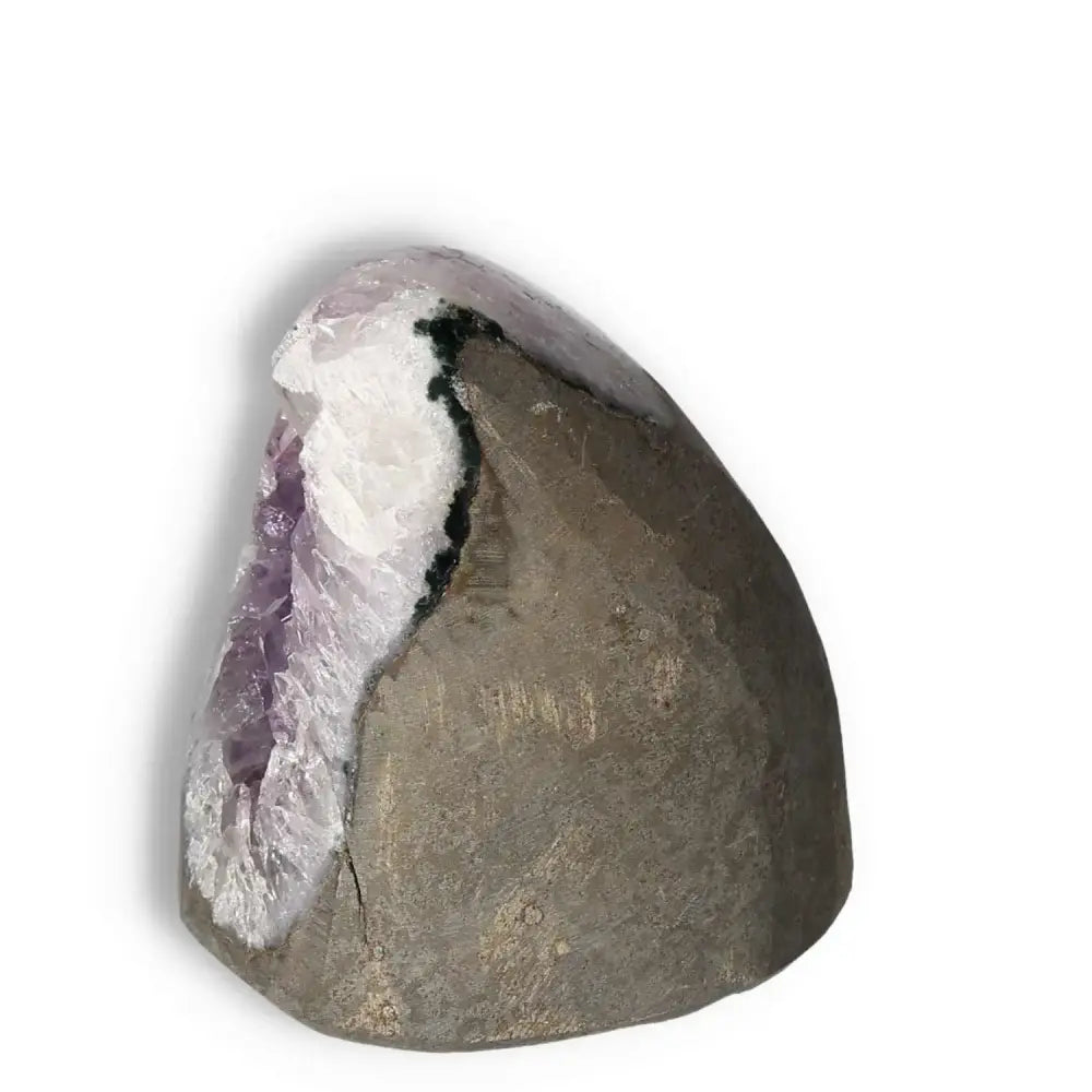 Amethyst Cut Base Geode with vibrant purple hues from Sylvia Crystals, enhancing concentration and emotional stability.