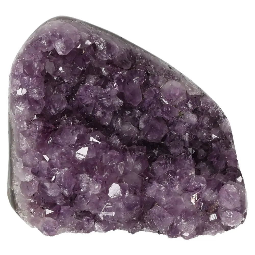Amethyst Cut Base Geode with rich purple crystals, enhancing spiritual ambiance, promoting wellness and emotional stability.