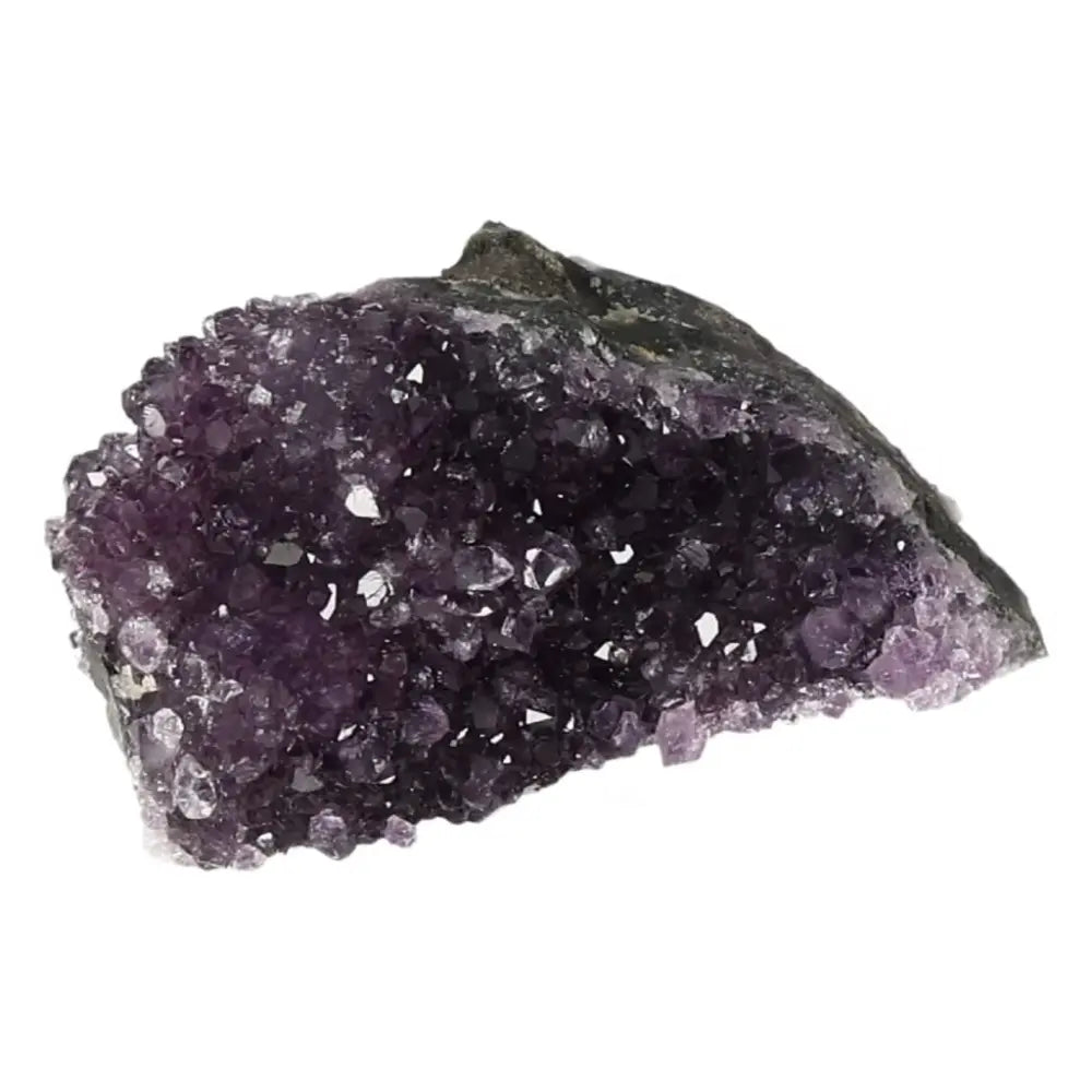Amethyst Druze crystal from Sylvia Crystals, known for stress relief and enhancing energy, ideal for meditation and mindfulness.