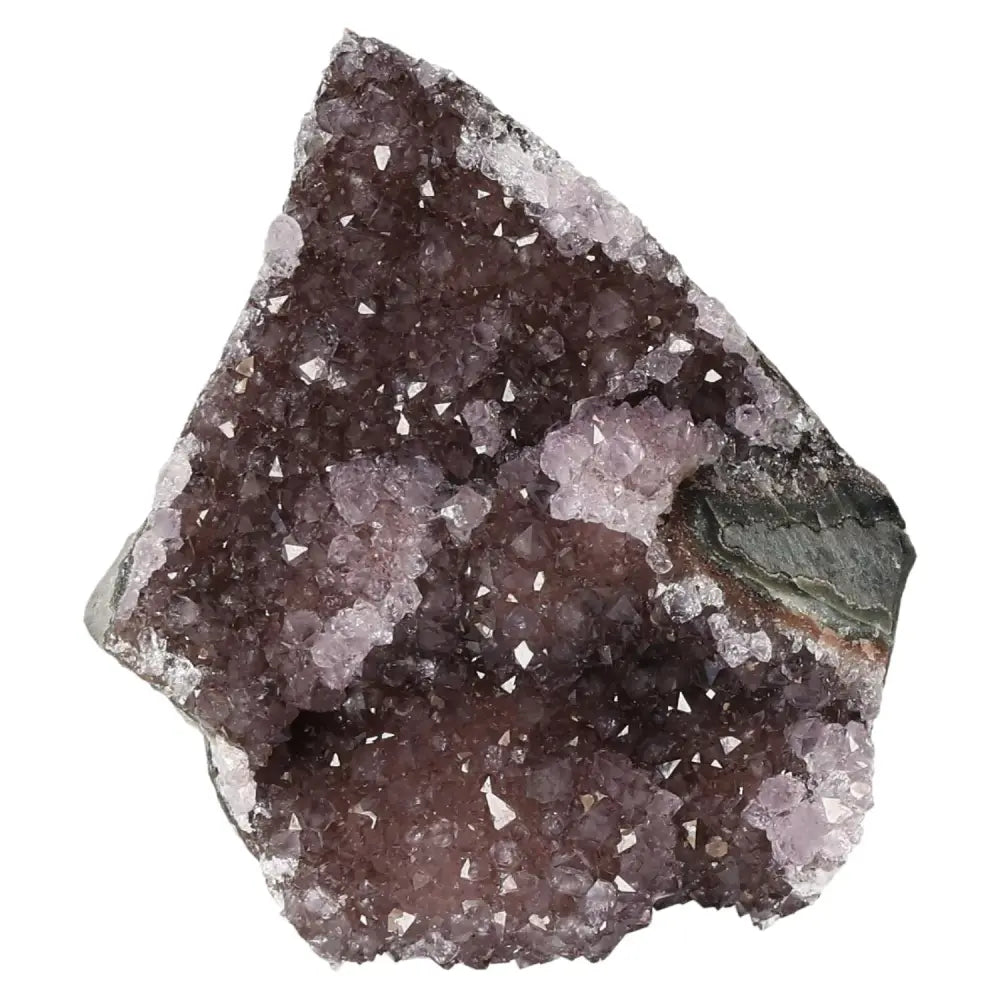Amethyst Druze crystal, handpicked by Sylvia Crystals, showcasing vibrant purple hues and natural texture for stress relief and energy boost.