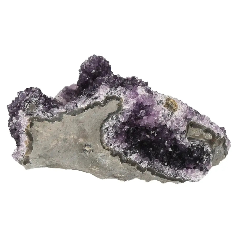 Exquisite Amethyst Druze crystal showcasing stunning purple hues, perfect for reducing stress and enhancing energy, from Sylvia Crystals.