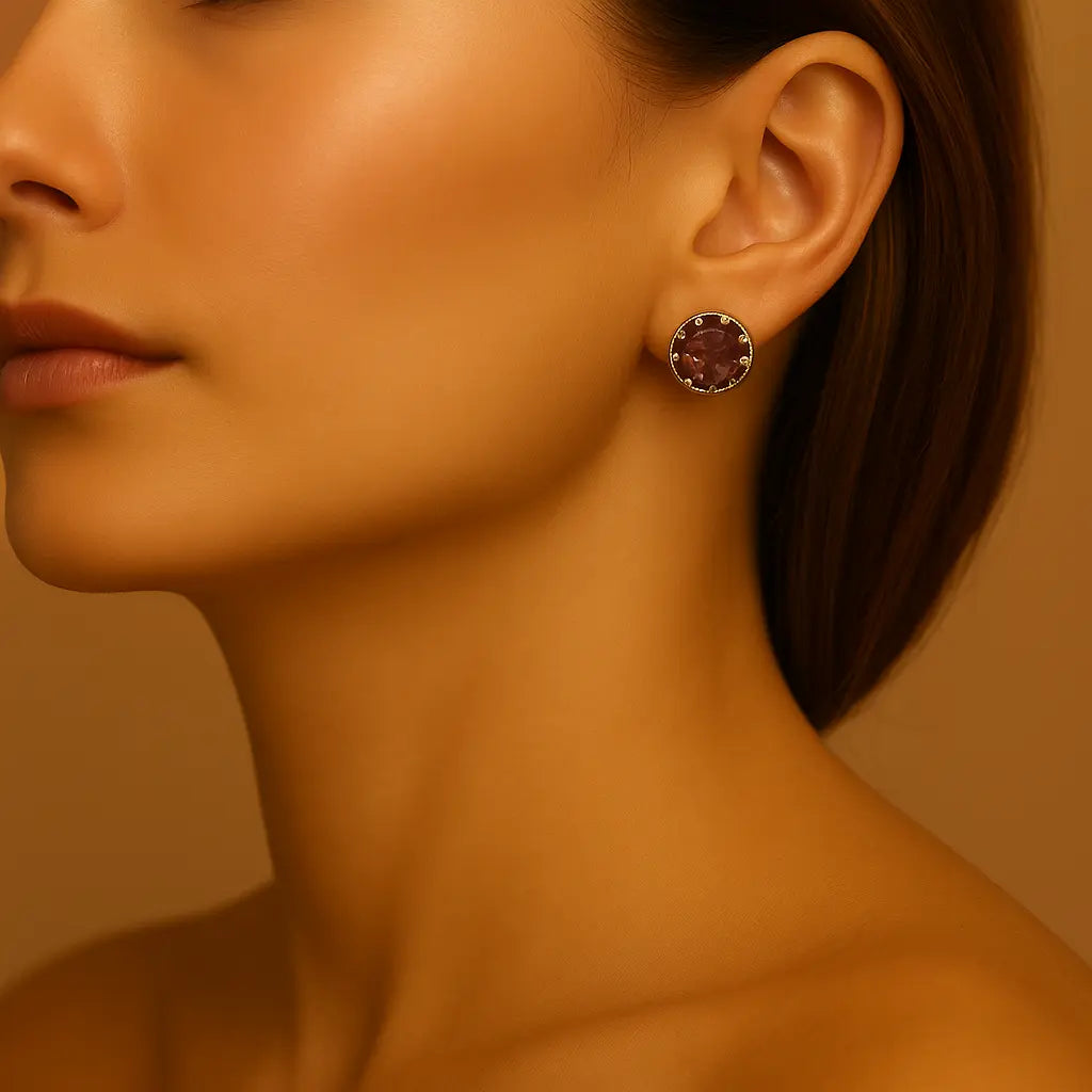 Amethyst Stud Earrings (Gold) Sylvia Crystals Sp. z o.o.