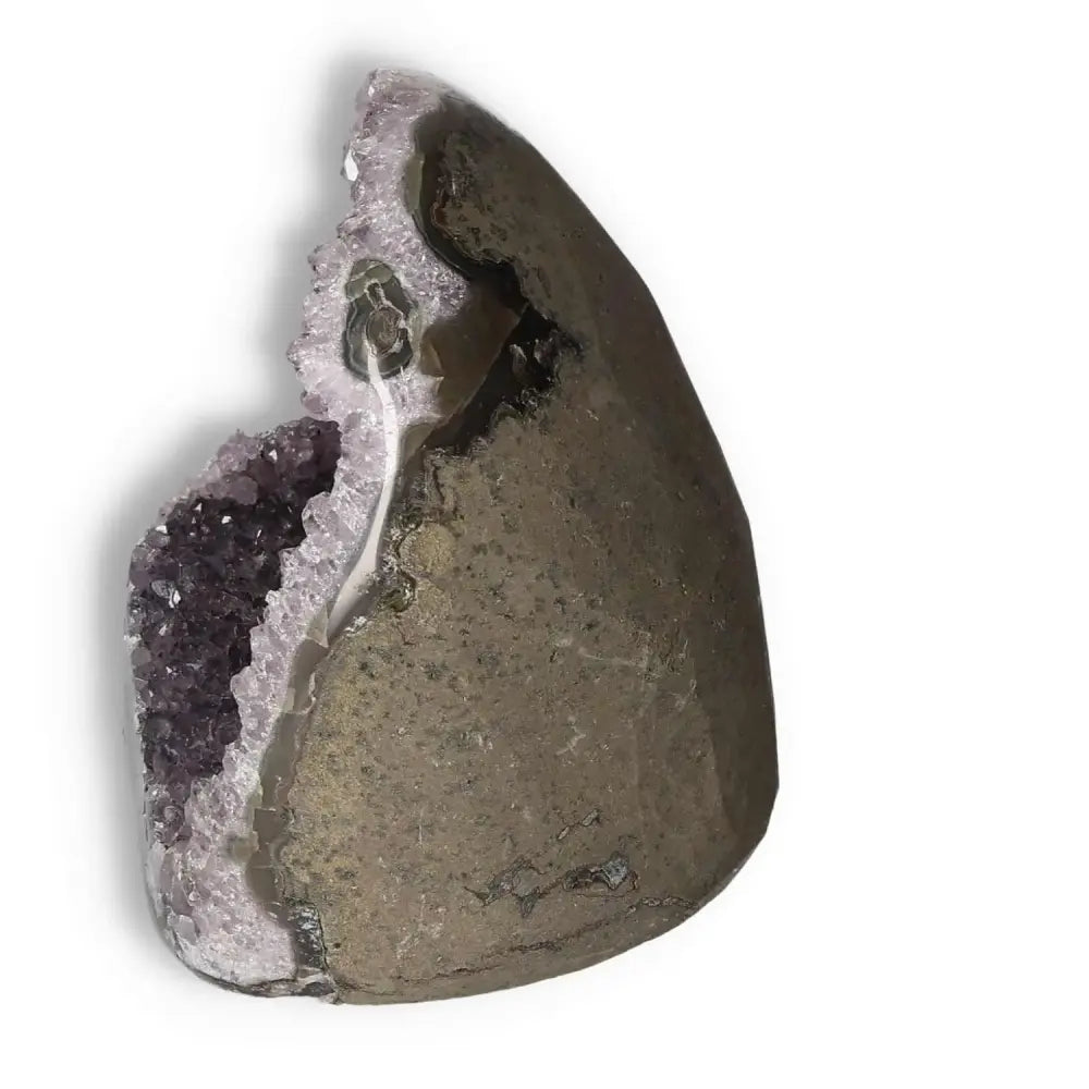 Amethyst cut base geode showcasing natural elegance and spiritual energy, offered by Sylvia Crystals, handpicked for quality and authenticity.