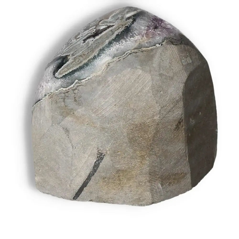 Amethyst cut base geode with vivid purple hues, sourced by Sylvia Crystals. Ideal for stress relief and decor.