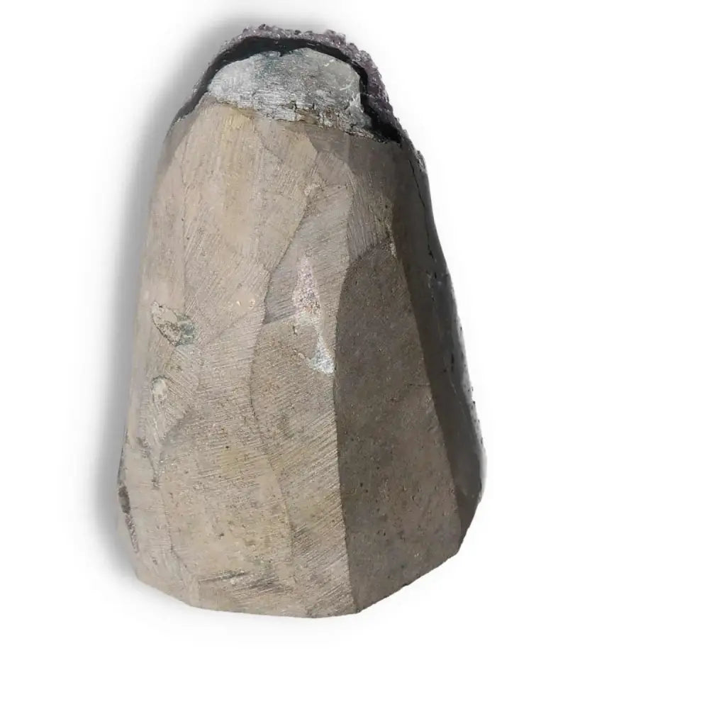 Amethyst cut base geode by Sylvia Crystals, showcasing natural beauty and promoting tranquility and clarity through spiritual wellness.