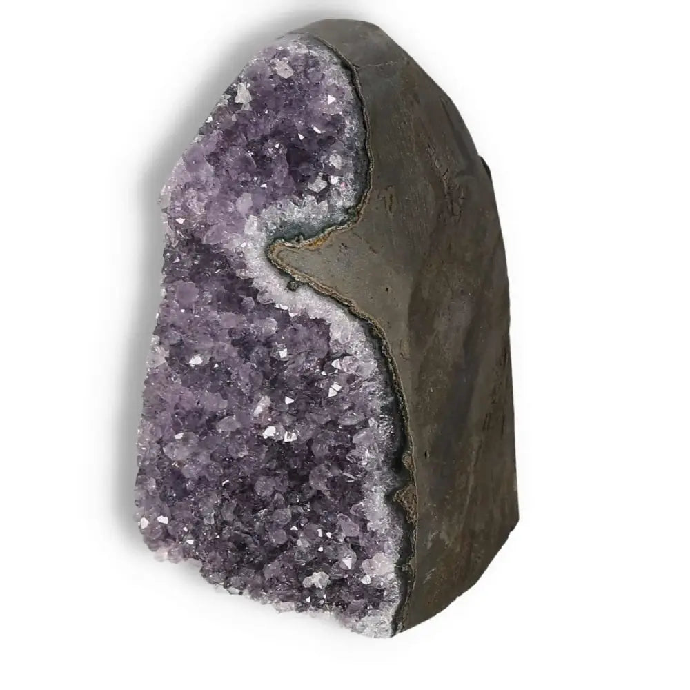 Luxury Amethyst cut base geode from Sylvia Crystals, showcasing natural beauty and spiritual essence.